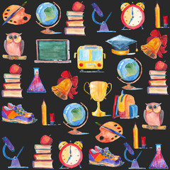 Welcome back to school Watercolor set of icons