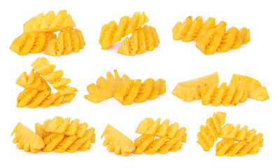 set of Slice of small pineapple (Phu Lae Rai) on white backgroun