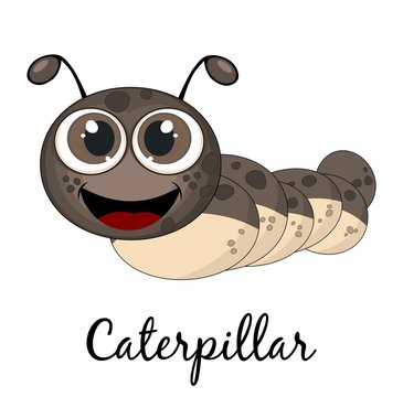 Cute caterpillar. Cartoon. Isolated on white background