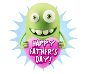 3d Rendering. Emoji in love holding heart shape saying Happy Fat