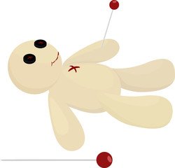 Halloween voodoo doll with pin vector