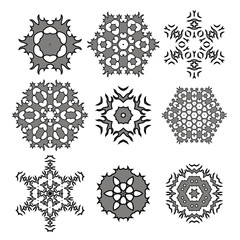 Set of Different  Ornamental Rosettes Isolated on White Background