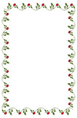 Vertical frame with red and yellow roses. Vector clip art.