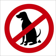 image sign of the ban on pooping dogs