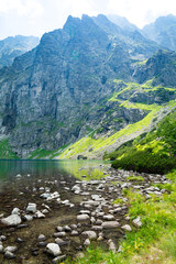 Fototapeta na wymiar Black pond (polish: czarny staw) High Tatra Mountains in Poland