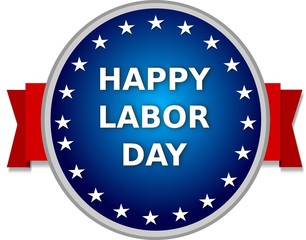 Happy Labor Day, blue banner with stars