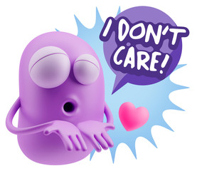 3d Rendering. Love Emoticon Face Kiss Flying Heart Shape saying