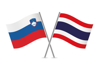 Slovenian and Thailand flags. Vector illustration.