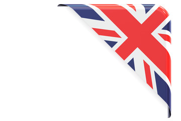 United Kingdom flag corner, button, label. 3D rendering