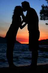 sunset silhouette couple