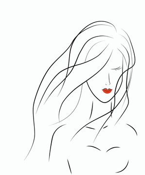 Sketch of a young girl isolated