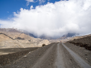 Road to the mountain in overcast weather, Annapurna Conservation Area, Nepal