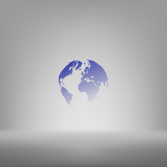 Flat paper cut style icon of globe