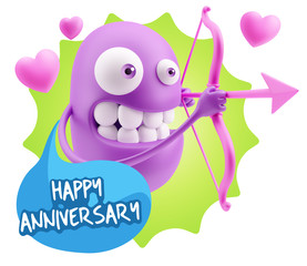 3d Rendering. Valentine Day Cupid Emoticon Face saying Happy Ann