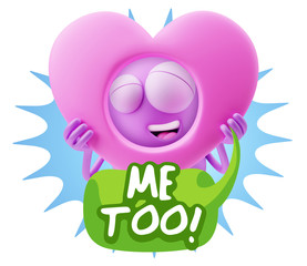3d Rendering. Romantic Emoticon Character Face Expression saying