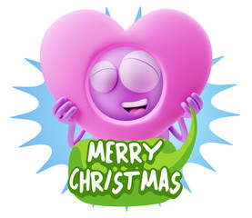 3d Rendering. Romantic Emoticon Character Face Expression saying