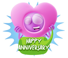 3d Rendering. Romantic Emoticon Character Face Expression saying