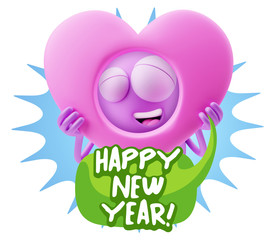 3d Rendering. Romantic Emoticon Character Face Expression saying