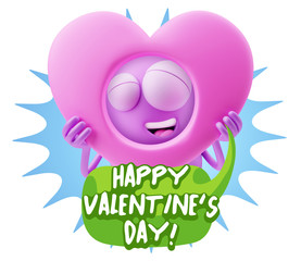 3d Rendering. Romantic Emoticon Character Face Expression saying