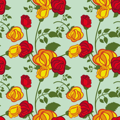 Seamless pattern with roses. Vector clip art.
