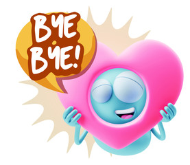 3d Rendering. Romantic Emoticon Character Face Expression saying