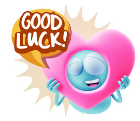 3d Rendering. Romantic Emoticon Character Face Expression saying