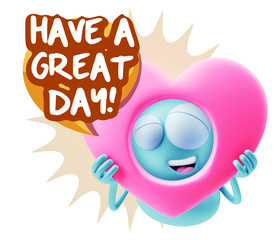 3d Rendering. Romantic Emoticon Character Face Expression saying