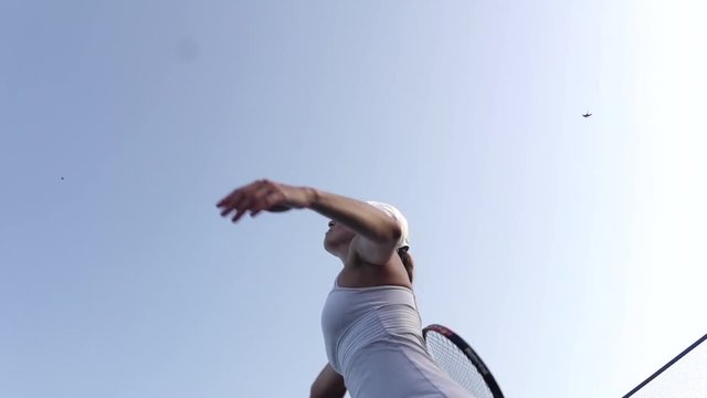 Tennis serve. Slow motion