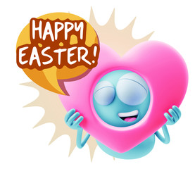 3d Rendering. Romantic Emoticon Character Face Expression saying