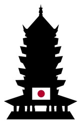 Drapeau du Japon sur un temple