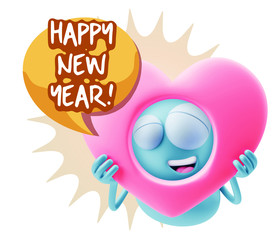 3d Rendering. Romantic Emoticon Character Face Expression saying