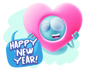 3d Rendering. Romantic Emoticon Character Face Expression saying