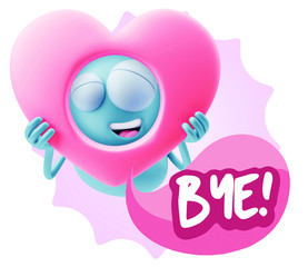 3d Rendering. Romantic Emoticon Character Face Expression saying