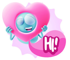 3d Rendering. Romantic Emoticon Character Face Expression saying