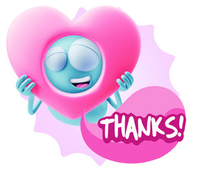 3d Rendering. Romantic Emoticon Character Face Expression saying