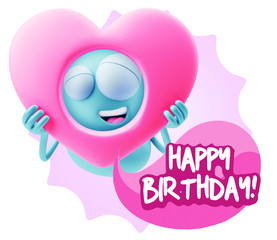 3d Rendering. Romantic Emoticon Character Face Expression saying