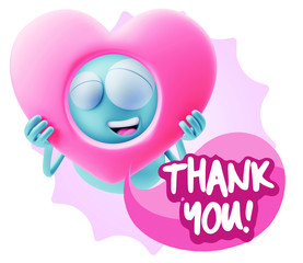 3d Rendering. Romantic Emoticon Character Face Expression saying