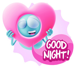 3d Rendering. Romantic Emoticon Character Face Expression saying