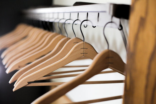 Clothes hangars lined up