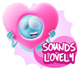 3d Rendering. Romantic Emoticon Character Face Expression saying