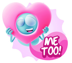 3d Rendering. Romantic Emoticon Character Face Expression saying