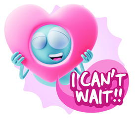 3d Rendering. Romantic Emoticon Character Face Expression saying