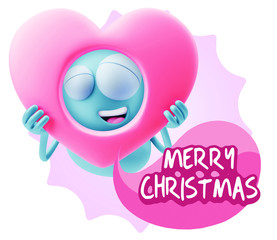 3d Rendering. Romantic Emoticon Character Face Expression saying