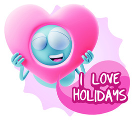 3d Rendering. Romantic Emoticon Character Face Expression saying