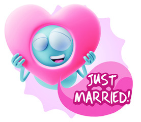 3d Rendering. Romantic Emoticon Character Face Expression saying