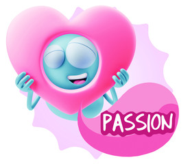 3d Rendering. Romantic Emoticon Character Face Expression saying