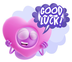 3d Rendering. Romantic Emoticon Character Face Expression saying