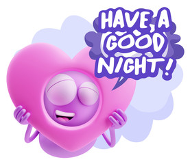 3d Rendering. Romantic Emoticon Character Face Expression saying