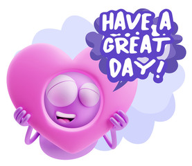 3d Rendering. Romantic Emoticon Character Face Expression saying