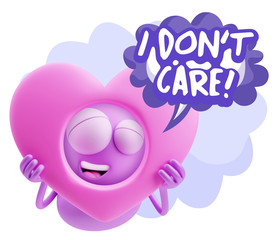 3d Rendering. Romantic Emoticon Character Face Expression saying